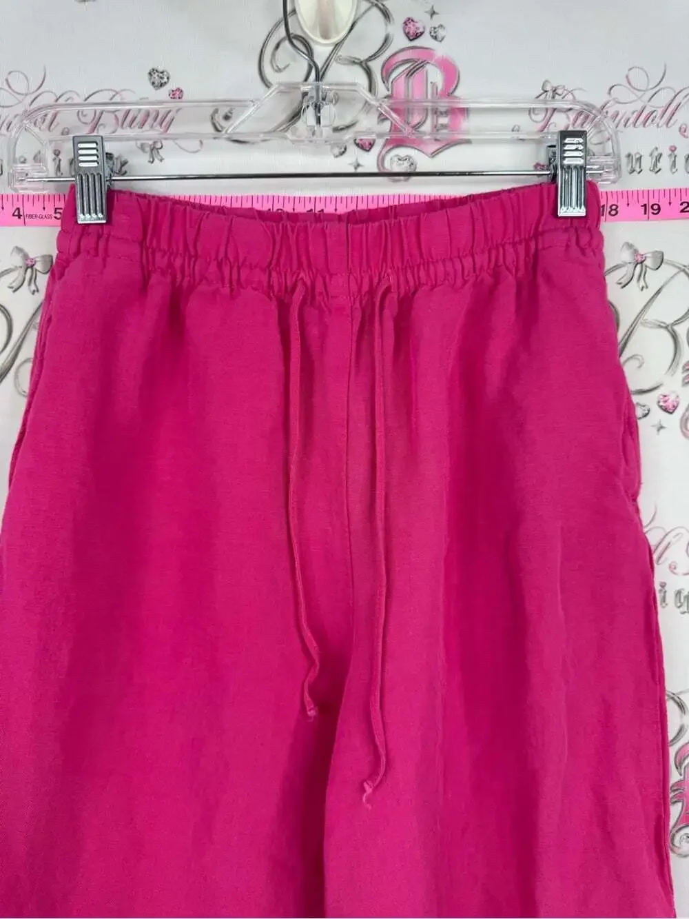 H&M linen pants pink bright Vibrant Fuchsia Maxi Skirt Pants